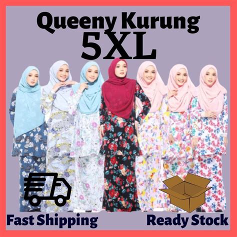 Ready Stock Baju Kurung Queeny Viral Tanpa Gosok Ironless Printed