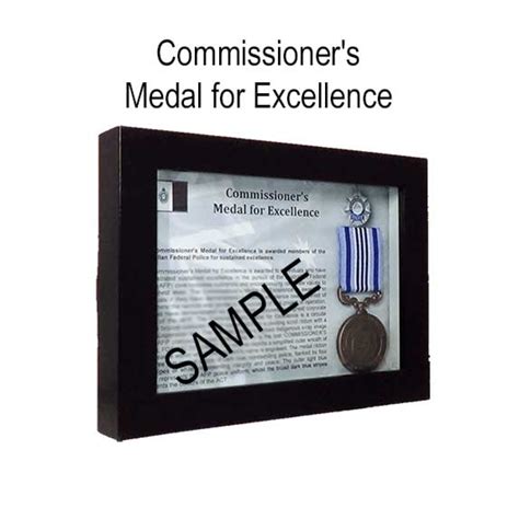 Commissioners Medal For Excellence Framed Memorabilia