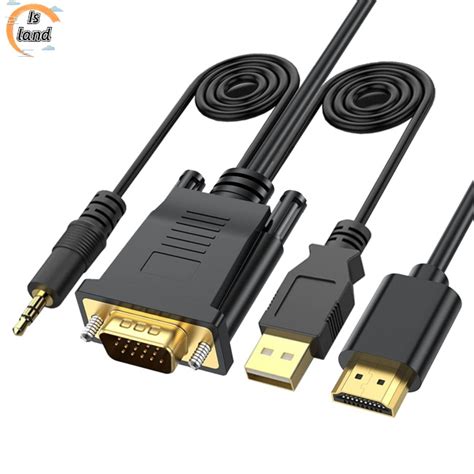 Isสายเคเบิลอะแดปเตอร์ Vga เป็น Hdmi พร้อมตัวแปลงเสียง 1080p สําหรับ