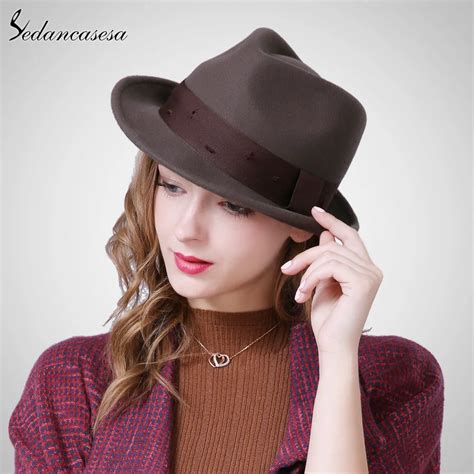 Sedancasesa New Female Fedora Hat Autumn Winter New British Hat Korean