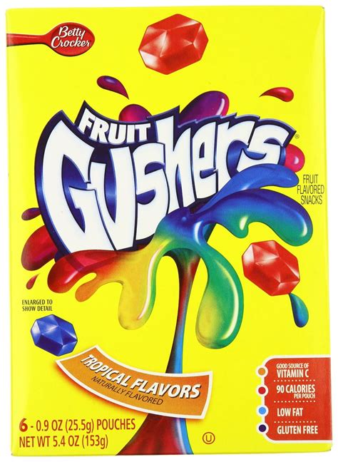 Fruit Gushers Fruit Flavored Snacks Tropical Flavors 6 Count Pouches