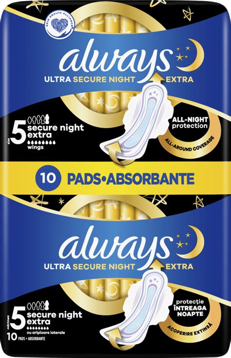 ALWAYS, Ultra Secure Night , podpaski higieniczne, Night Extra, 10 szt ...