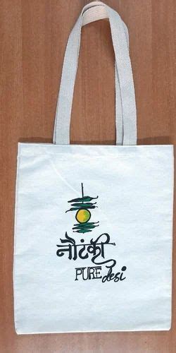 Printed Loop Handle Cotton Tote Bags Capacity 5 Kg Sizedimension