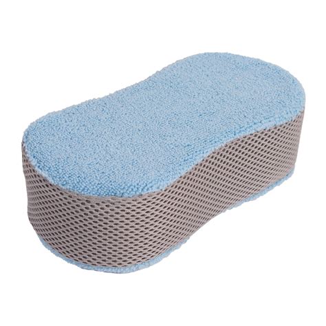 Auto Drive Car Wash Microfiber Sponge W Bug Mesh Blue