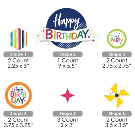 Big Dot Of Happiness Cheerful Happy Birthday Colorful Decor Kit Cake Topper Set 11 Pc 11