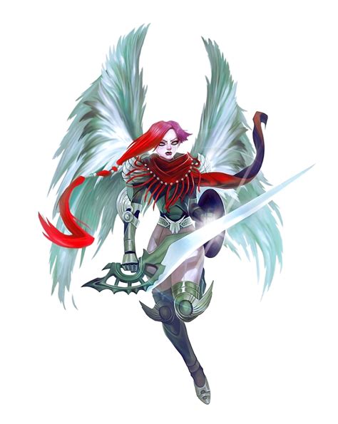 Female Aasimar Winged Paladin Knight Pathfinder Pfrpg Dnd Dandd 35 5th