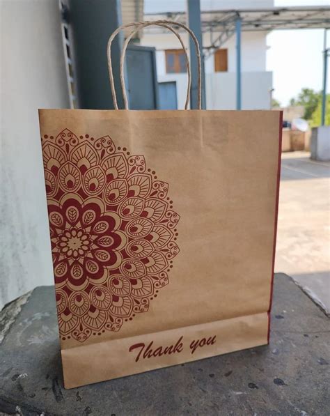 Handmade Brown Printed Gift Packaging Paper Bag Capacity 4 Kg At Rs