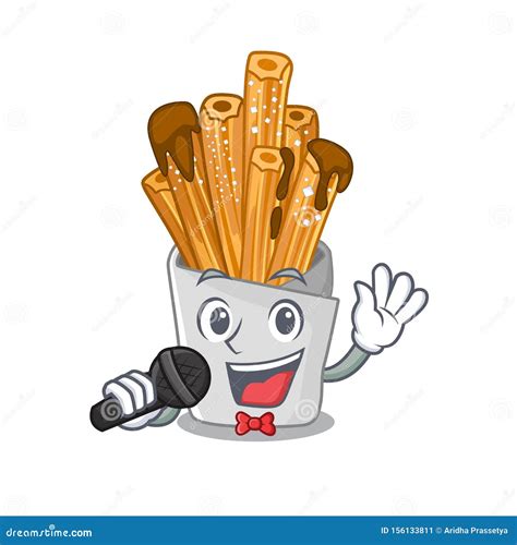 Singing Bakery Churros In Mascot Plastic Bag Stock Vector