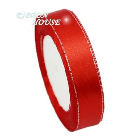 Tulle Red 20mm Ruban en Satin blanc argenté 25 mètres rouleau pour