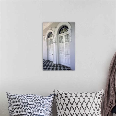 Puerto Rico, Ponce, Historic District, doors with stucco decor and tiled floor Wall Art, Canvas ...