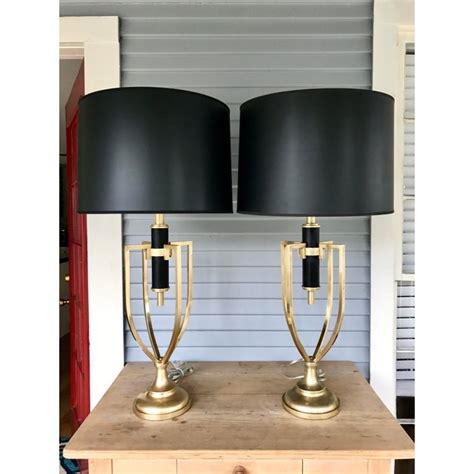 Vintage Chapman Black And Solid Brass Lamps A Pair Chairish