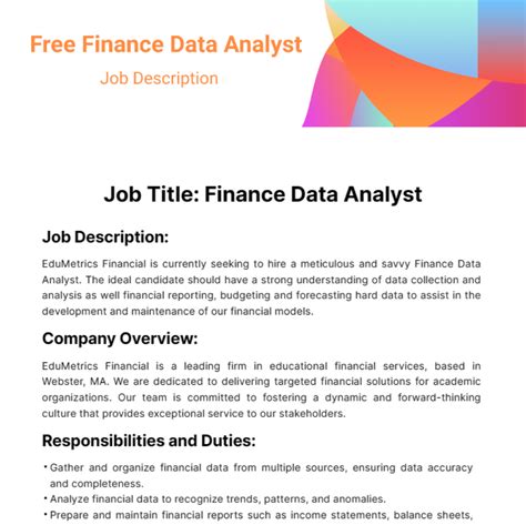 Free Finance Data Analyst Job Description Template Edit Online And Download