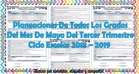 Planeaciones De Todos Los Grados Del Mes De Mayo Del Tercer Trimestre