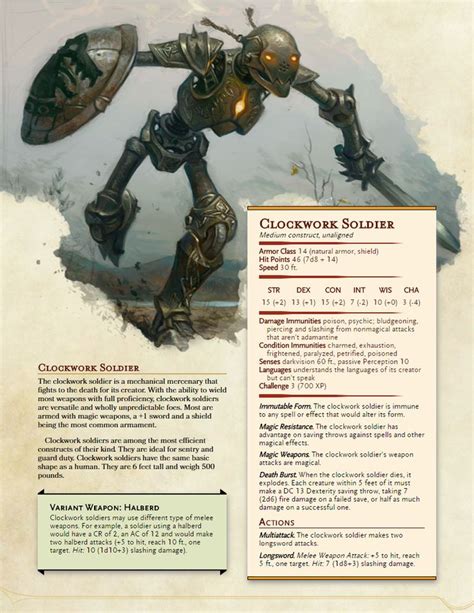 5e Monsters Clockwork Golems Compendium Dnd Dragons Dandd Dungeons