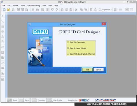 Screenshots of ID card design software - BusinessBarcodes