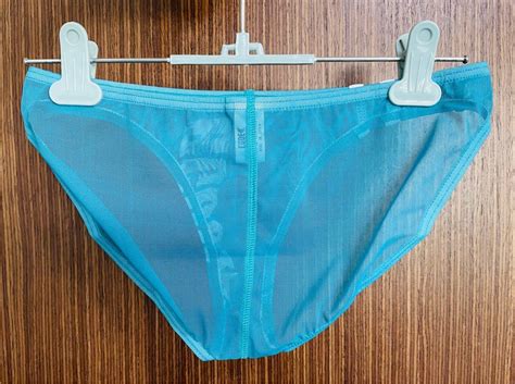 EGDE Vertical Mesh Super Low Rise Bikini Turquoise Men S Fashion Bottoms New Underwear On