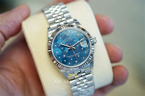 NEW Rolex Datejust Azzurro Blue Floral Motif Diamond 31 Mm REF