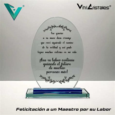 Placas En Vidrio B Sicas Con Felicitaciones A Un Profesor Por Su Labor