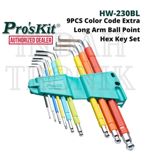 Pro SKit HW 230BL 9PCS Colour Coded Extra Long Arm Ball Point Hex Key