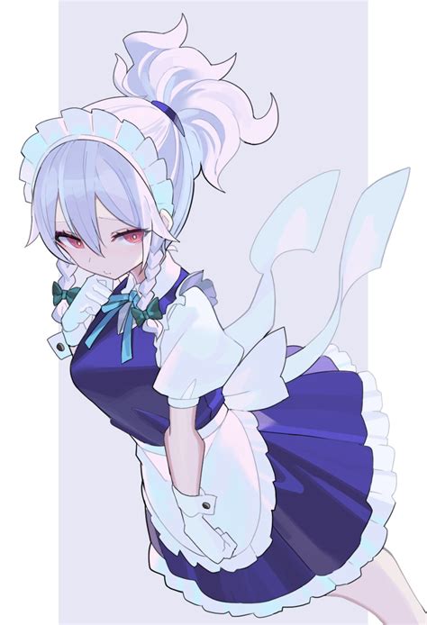 Safebooru 1girl Alternate Hairstyle Apron Blue Dress Blush Braid