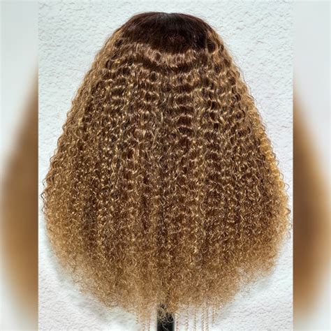 Brown Ombre Curly Wig With Honey Blonde Highlights West Kiss Hair