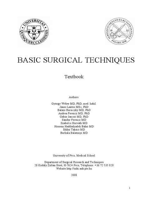 Basic Surgical Techniques | PDF