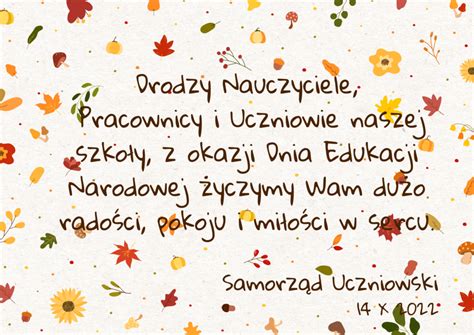 Życzenia Samorządu Uczniowskiego z okazji Dnia Edukacji Narodowej