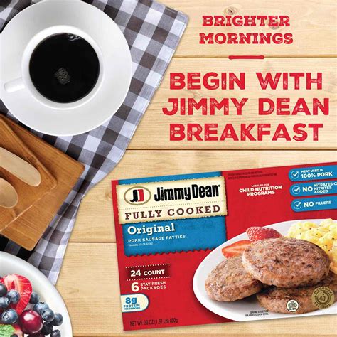 Jimmy Dean Fully Cooked Pork Breakfast Sausage Patties Original 24 Ct Shop Sausage At H E B