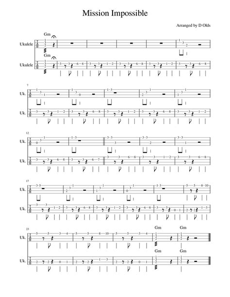 Mission Impossible Theme Lalo Schifrin Sheet Music For Ukulele