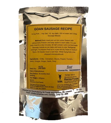 Karma Goan Sausage Masala Goan Spices Canada