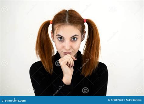 Close Up Portrait Of Pretty Redhead Teenage Girl Stock Image Image Of