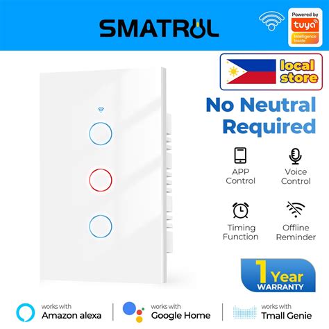 Smatrul Tuya Wifi Switch Smart Wifi Light Switch Wall Touch Switch No