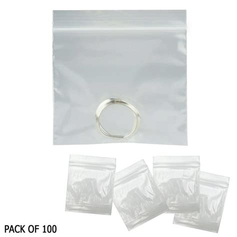 100 Set Reclosable Clear Plastic Poly Bags 3 X 3 Zip Seal 2mil Jewelry Baggies