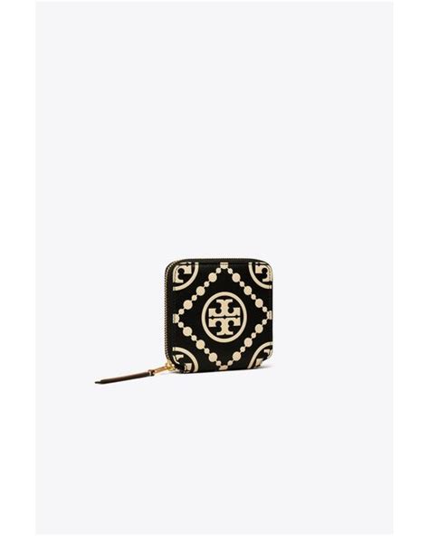 Tory Burch Leather T Monogram Contrast Embossed Bi Fold Wallet In White Lyst