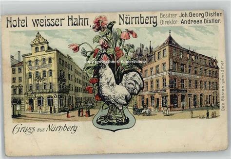 Postkarte Carte Postale Nuernberg Hotel Weisser Hahn Manuscrito