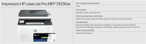 HP Impresora Multifuncional Laserjet Pro MFP 3103fdw Monocromática