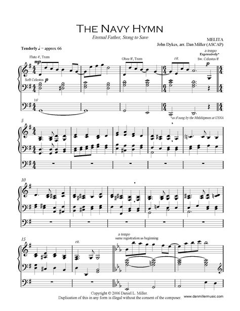 The Navy Hymn, arr. by Dan Miller (Organ PDF Download)