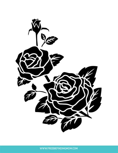 Free printable rose stencils, Download Free printable rose stencils png ...