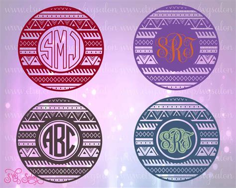 Aztec Circle Monogram Frame Cutting File Set In Svg By SVGSalon