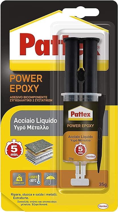 Pattex Power Epoxy Acciaio Liquido Colla Epossidica Bicomponente Color