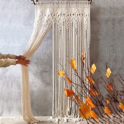 Rideau de Porte Macramé Boheme 90x180cm Anti Mouche Pour Porte Fenêtre