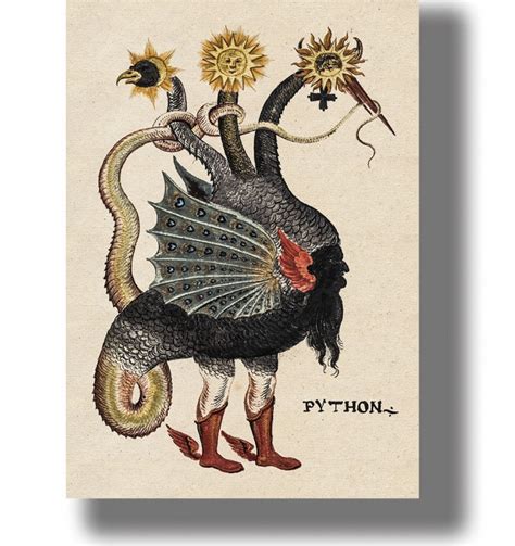 Ancient Greek demon Typhon. Monster art print.