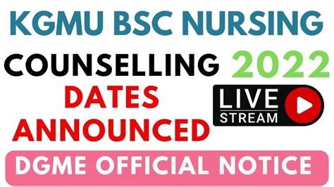 Kgmu Bsc Nursing Counselling 2022 Dates Announced Dgme Official