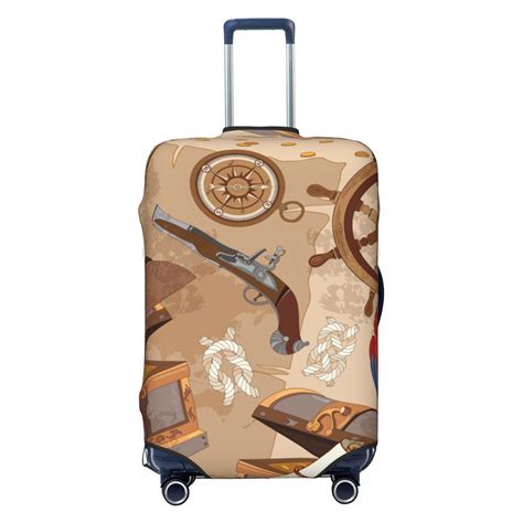 LAKIMCT Old Pirate Treasure Map Elastic Luggage Cover With Concealed