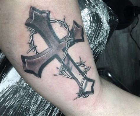 Awesome Barbed Wire Tattoo Designs For Men Cross Tattoo Designs