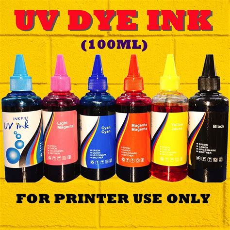 UV Dye Ink 100ml Cyan Magenta Yellow Black Light Cyan Light Magenta