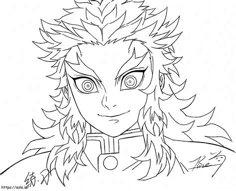 Smiling Kyojuro Rengoku Coloring Page