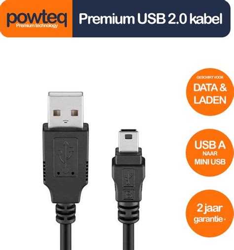 Powteq Cm Premium Usb A Naar Mini Usb Kabel Usb Bol