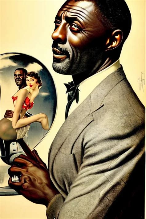 Idris Elba Portrait By Gil Elvgren And Norman Rockwell Stable