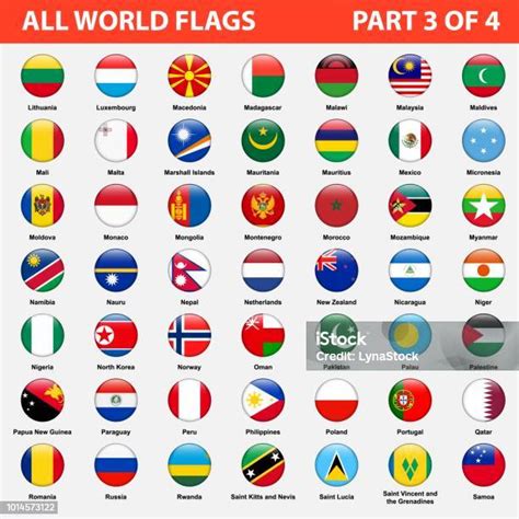 All World Flags In Alphabetical Order Part 3 Of 4 Stock Illustration